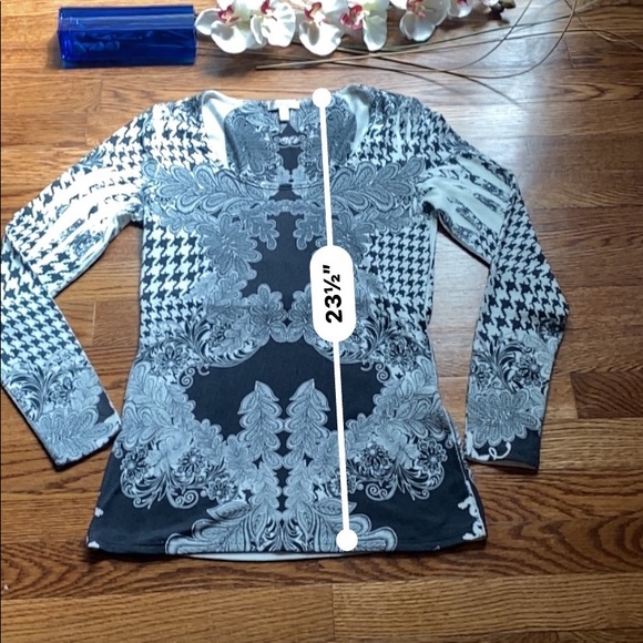 Cache Multi Design Print Long Sleeve Top - Black, White, Gray Hues - RARE!!! XS - Picture 12 of 13